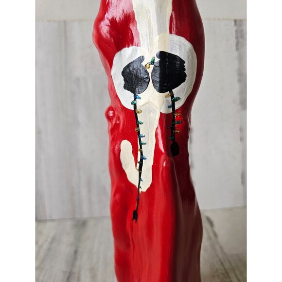 Unique wooden Santa string lights tree decor red glitter - Picture 4 of 9